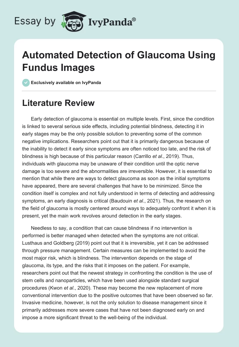 Automated Detection of Glaucoma Using Fundus Images. Page 1