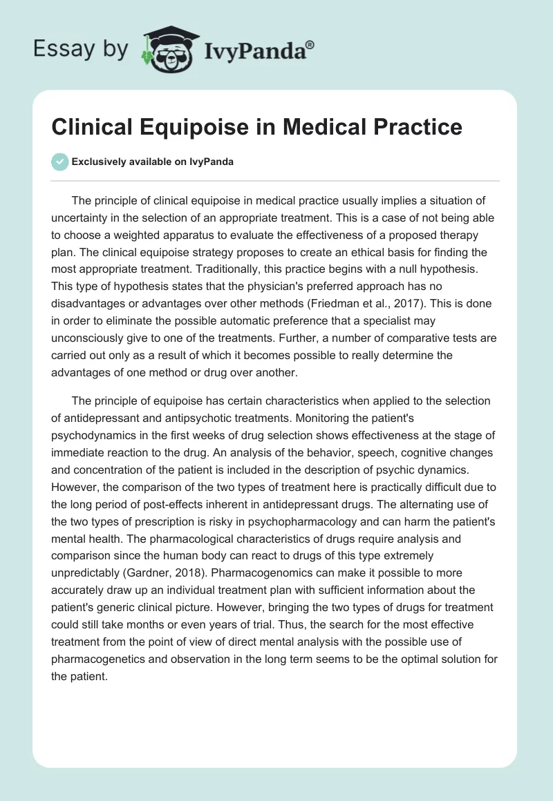 Clinical Equipoise in Medical Practice. Page 1