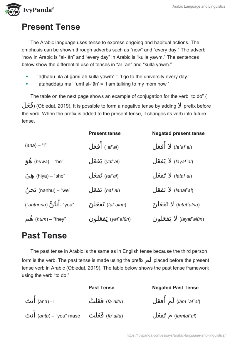 Arabic Language and Linguistics. Page 4