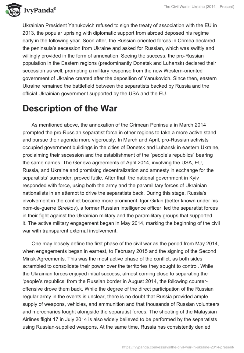 The Civil War in Ukraine (2014 – Present). Page 3