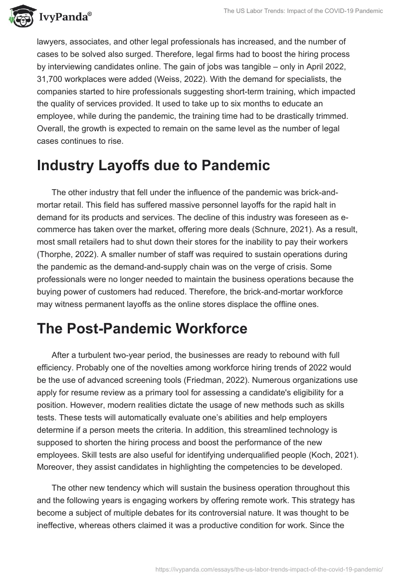 The US Labor Trends: Impact of the COVID-19 Pandemic. Page 2