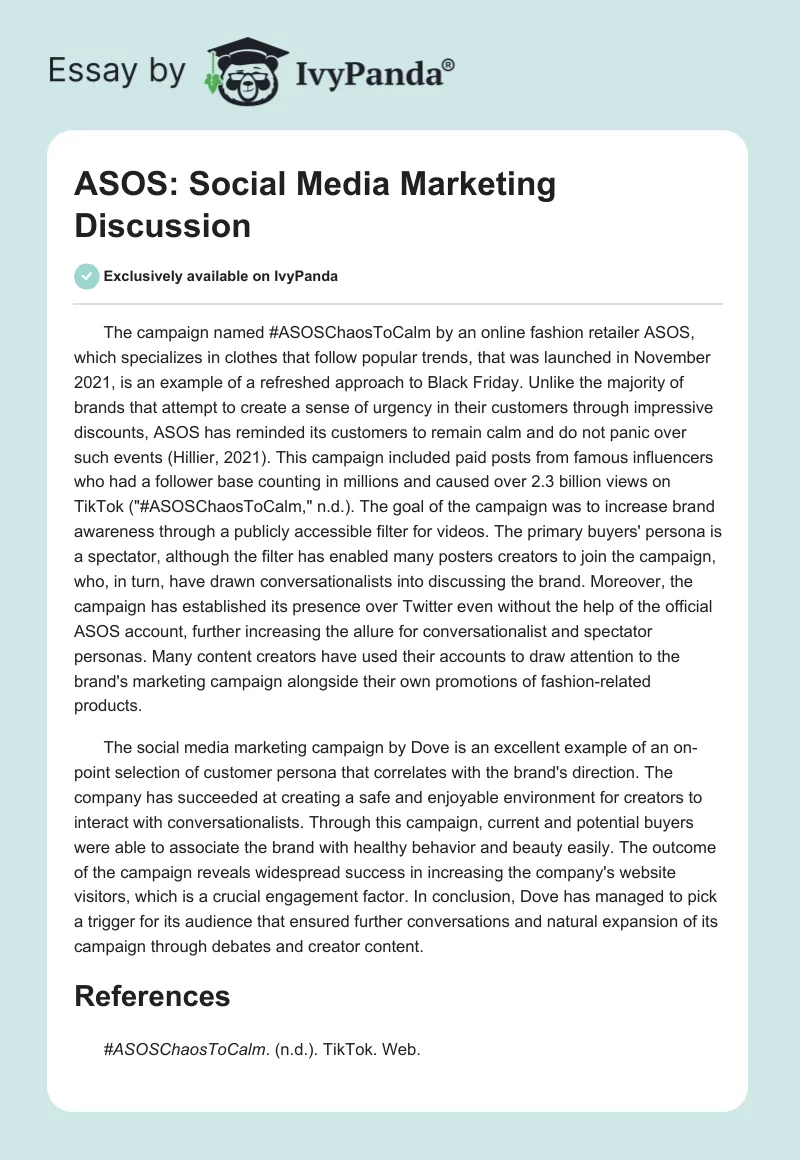 ASOS: Social Media Marketing Discussion. Page 1