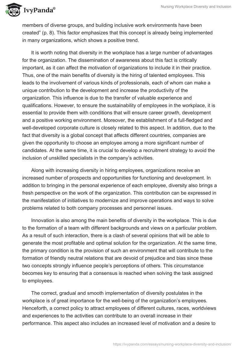 Nursing Workplace Diversity and Inclusion. Page 2
