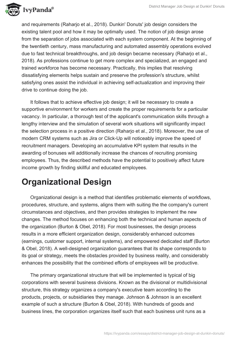 District Manager Job Design at Dunkin' Donuts. Page 2