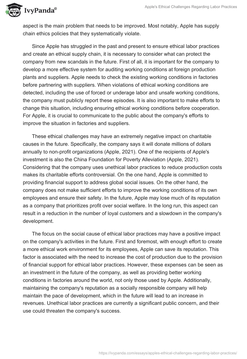 Apple's Ethical Challenges Regarding Labor Practices. Page 2