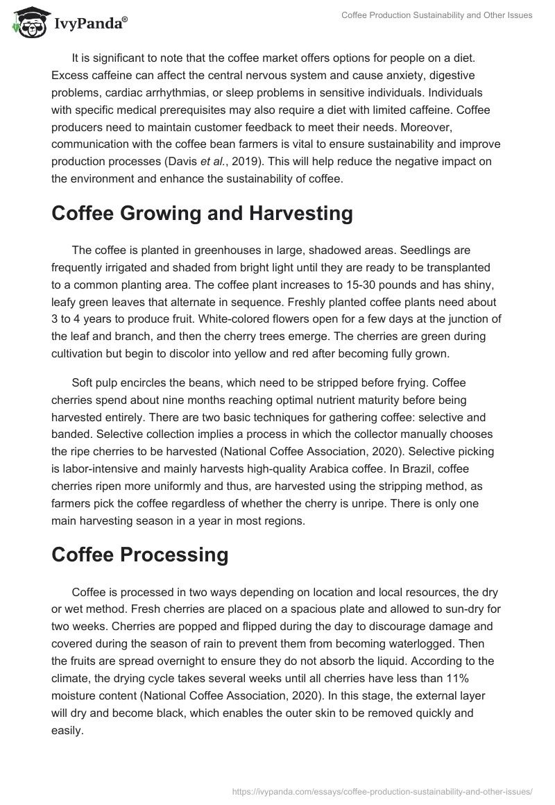 Coffee Production Sustainability and Other Issues. Page 2