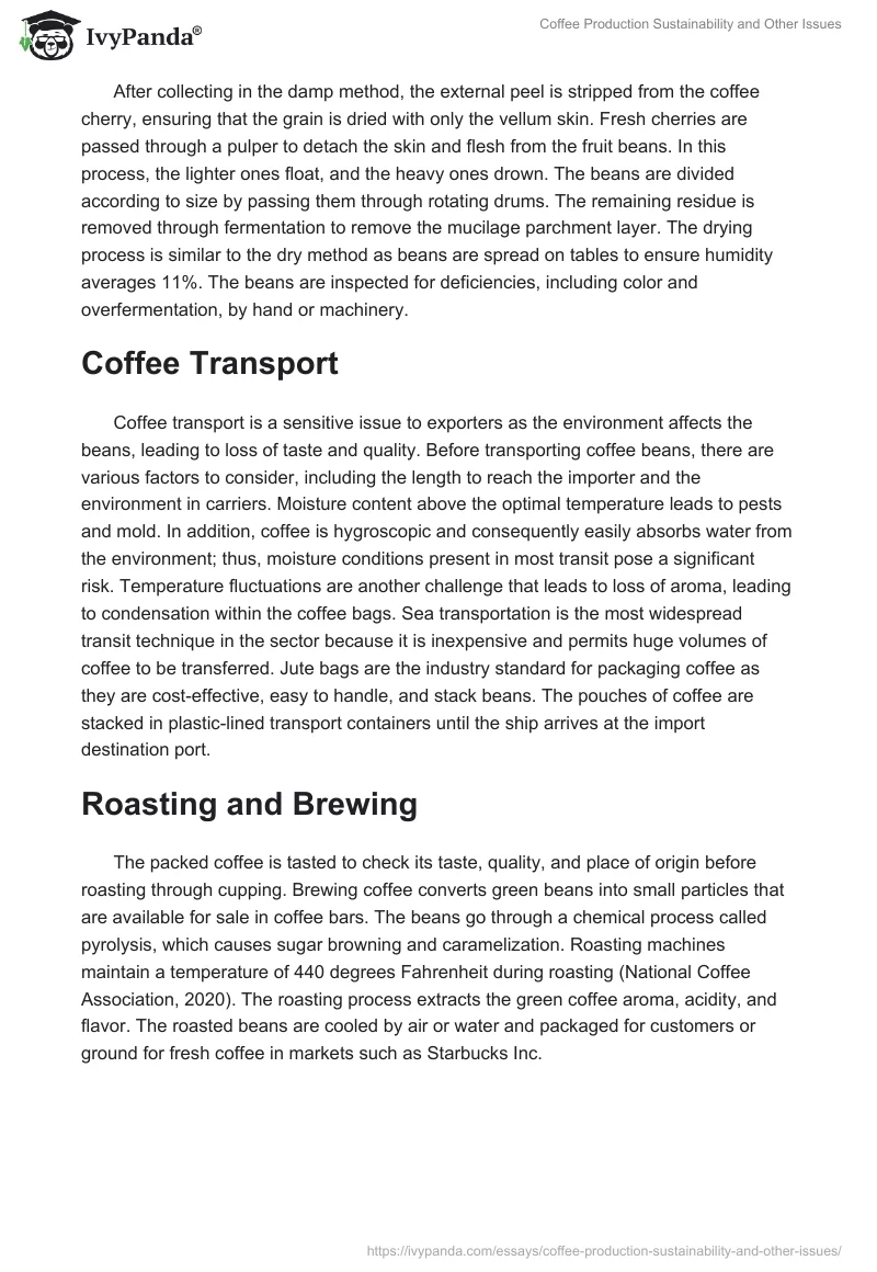 Coffee Production Sustainability and Other Issues. Page 3