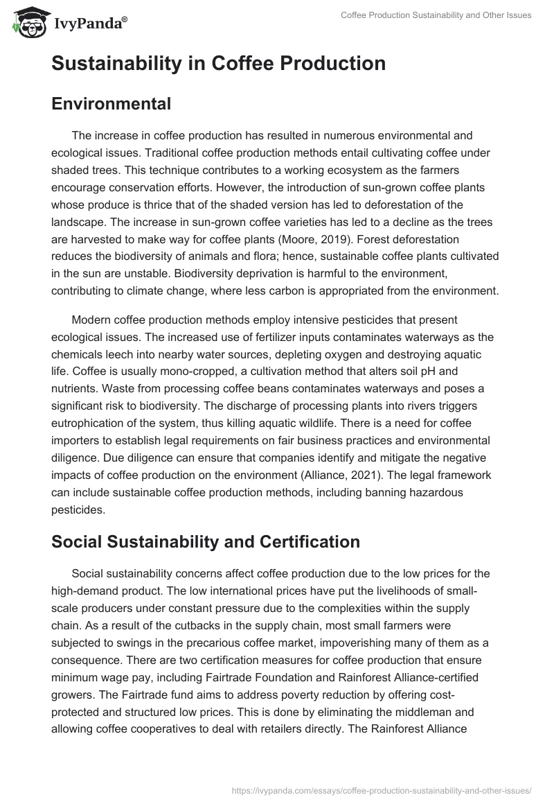 Coffee Production Sustainability and Other Issues. Page 4