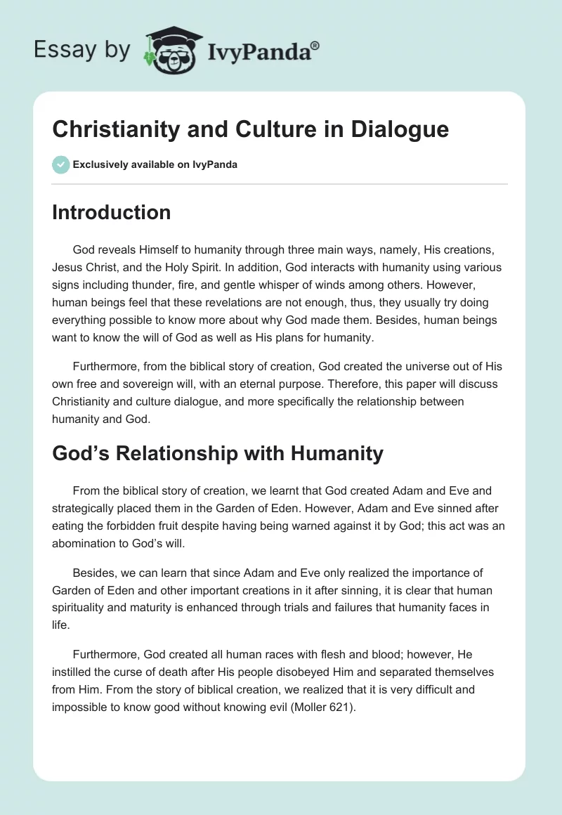 Christianity and Culture in Dialogue. Page 1