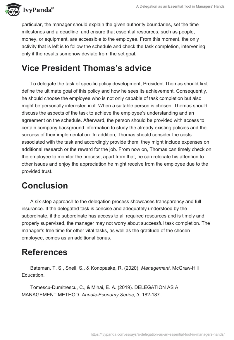 A Delegation as an Essential Tool in Managers’ Hands. Page 2