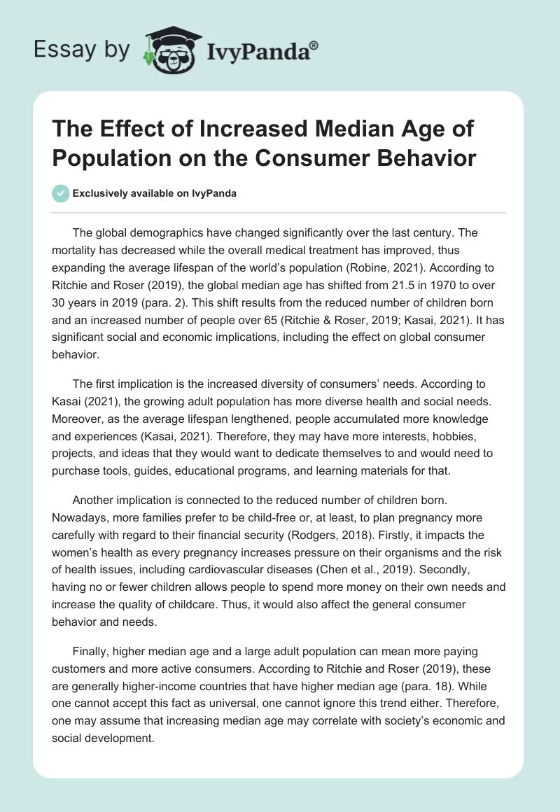 The Effect of Increased Median Age of Population on the Consumer Behavior. Page 1