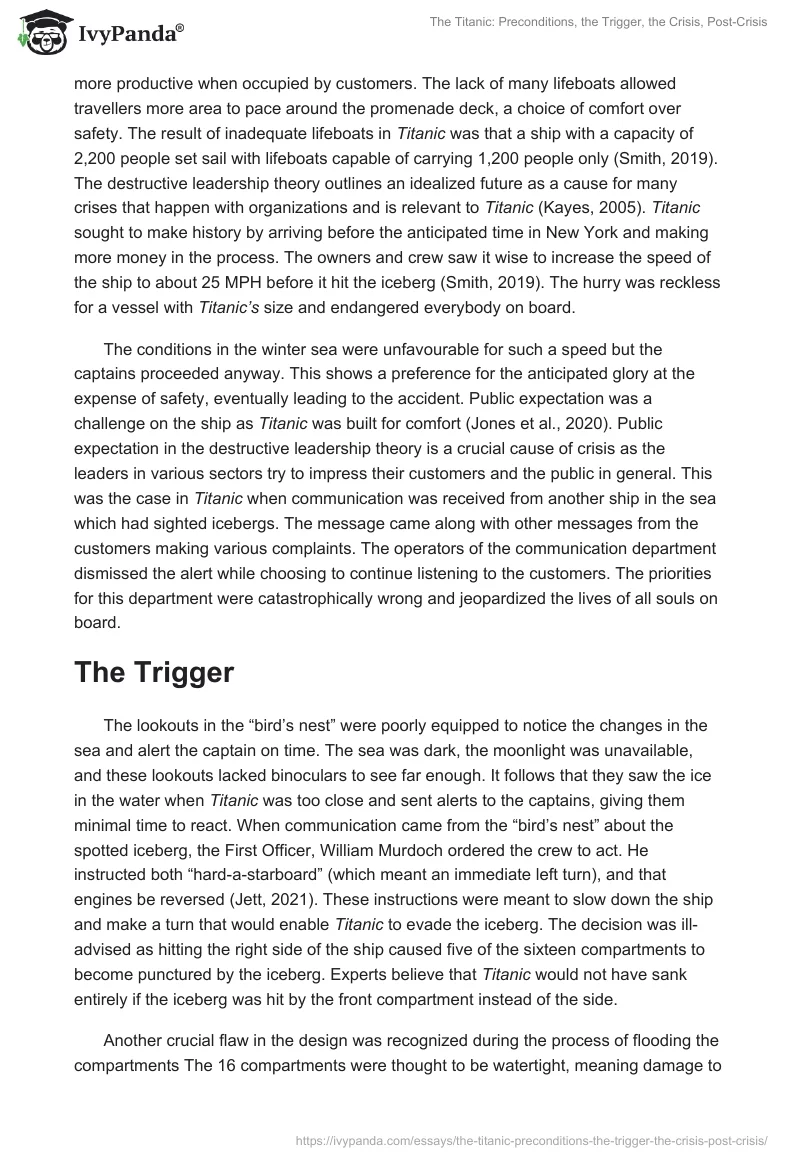 The Titanic: Preconditions, the Trigger, the Crisis, Post-Crisis. Page 2