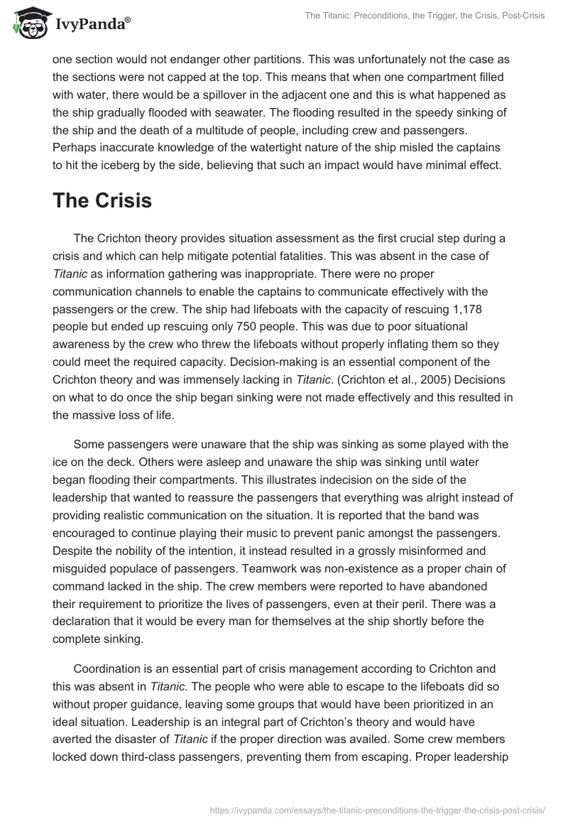 The Titanic: Preconditions, the Trigger, the Crisis, Post-Crisis. Page 3