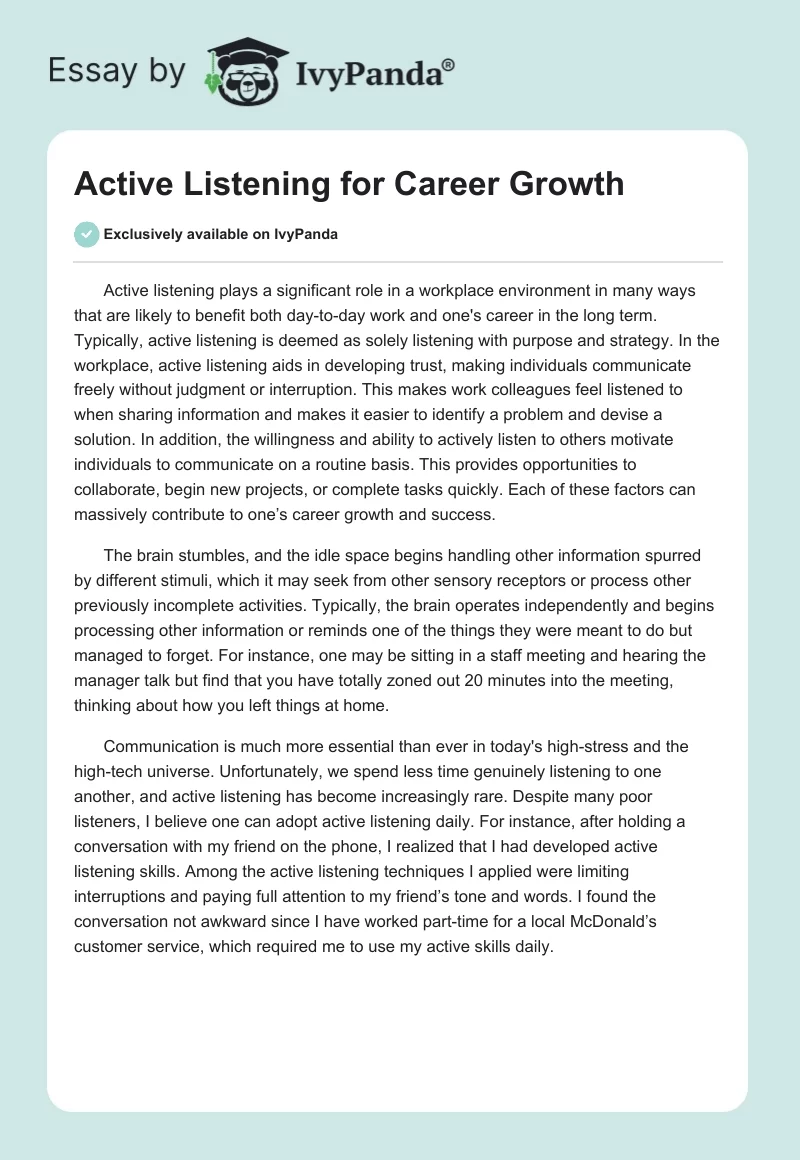Active Listening for Career Growth. Page 1
