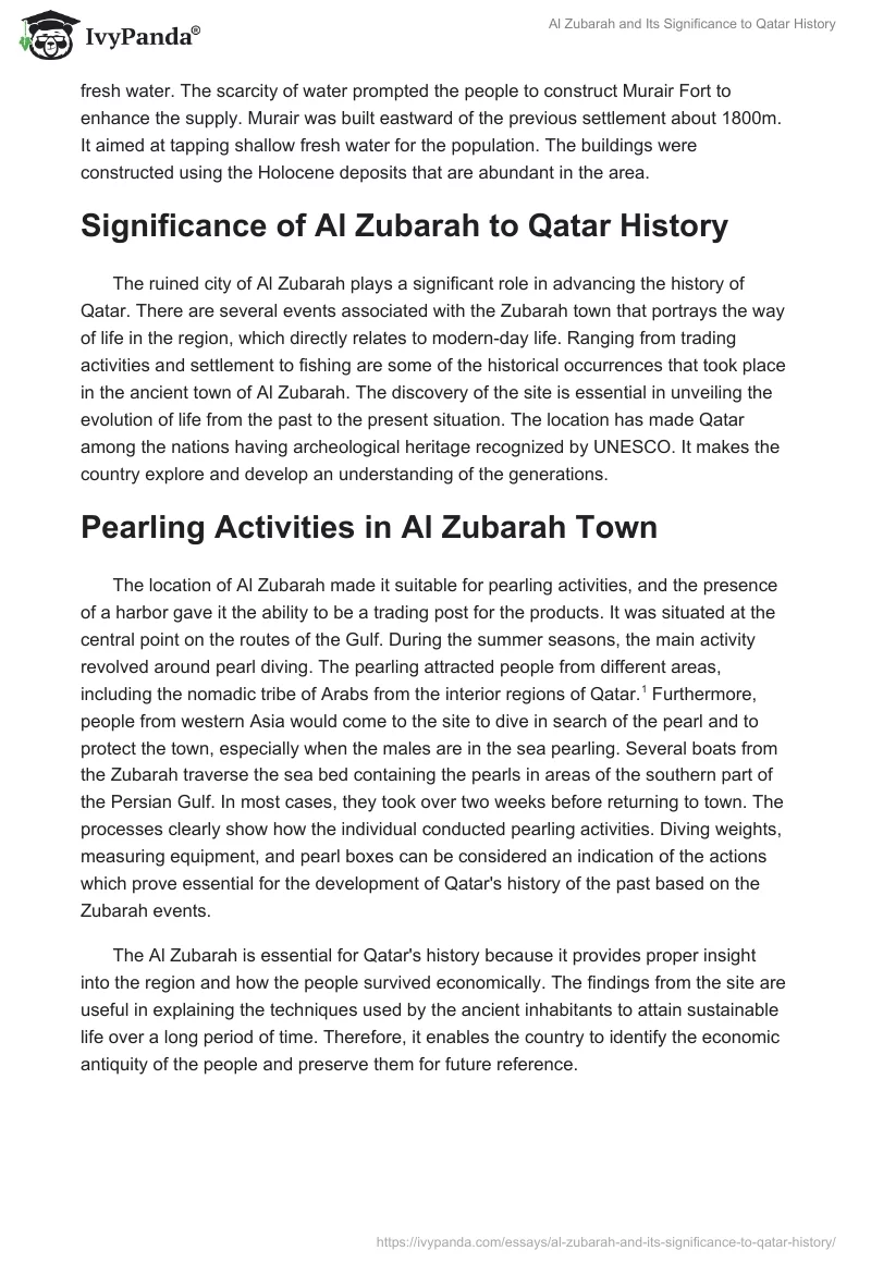 Al Zubarah and Its Significance to Qatar History. Page 3