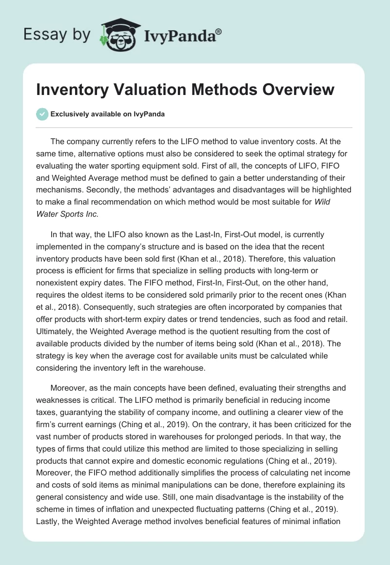 Inventory Valuation Methods Overview. Page 1