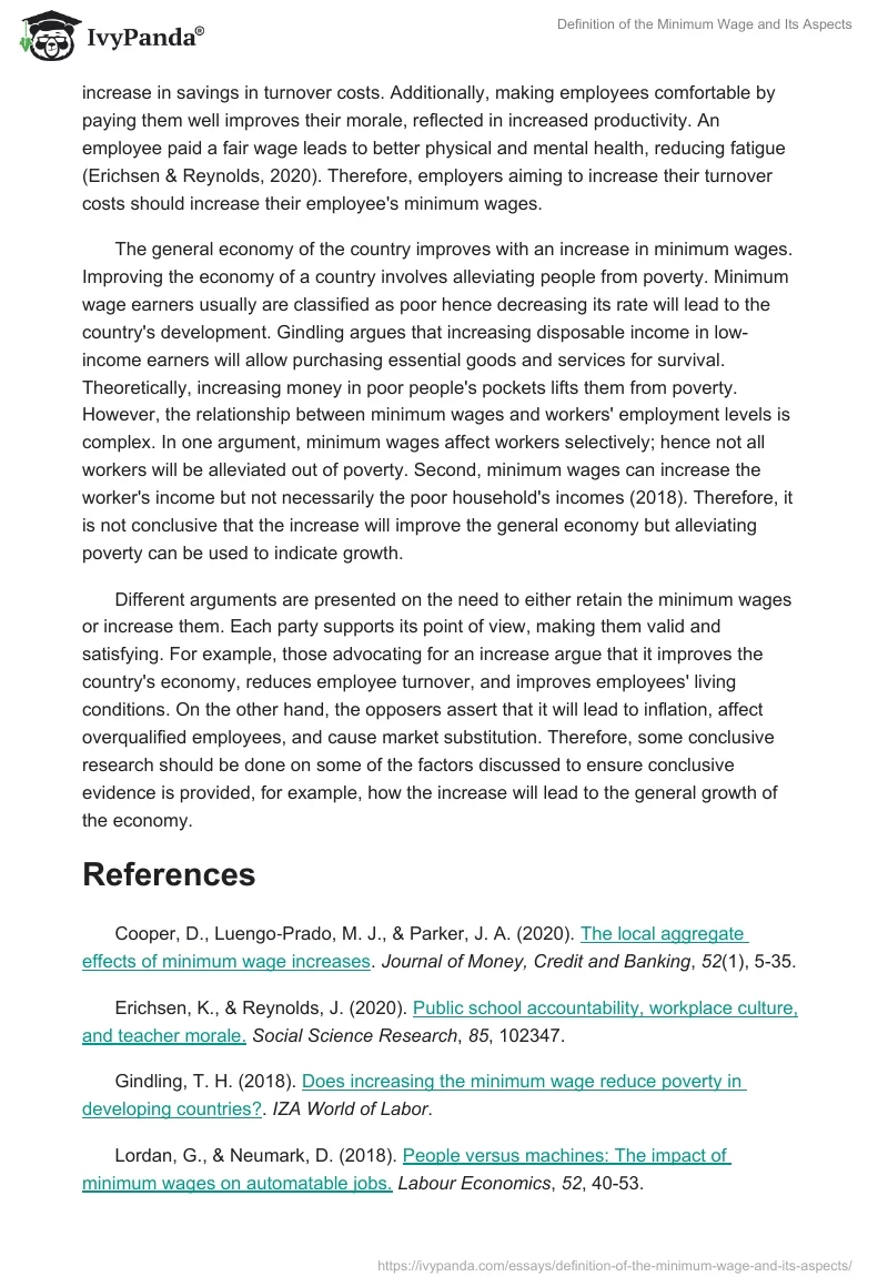 Definition of the Minimum Wage and Its Aspects. Page 3