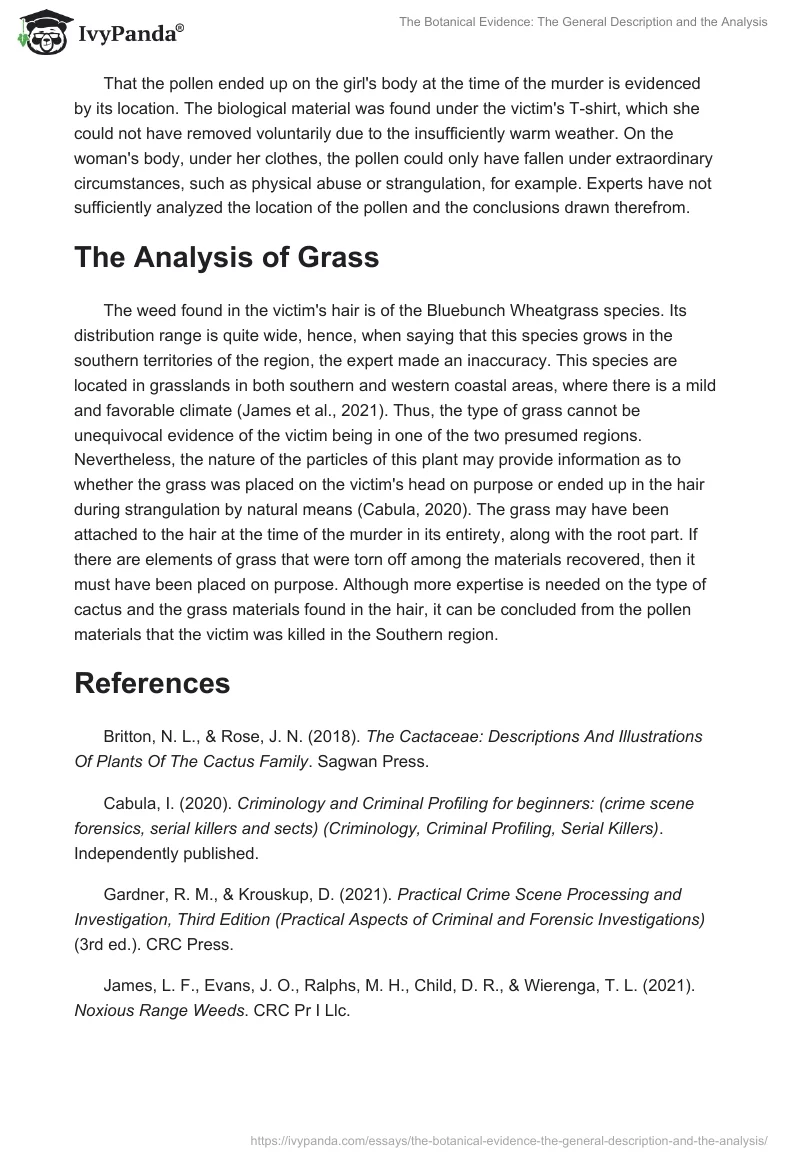 The Botanical Evidence: The General Description and the Analysis. Page 2