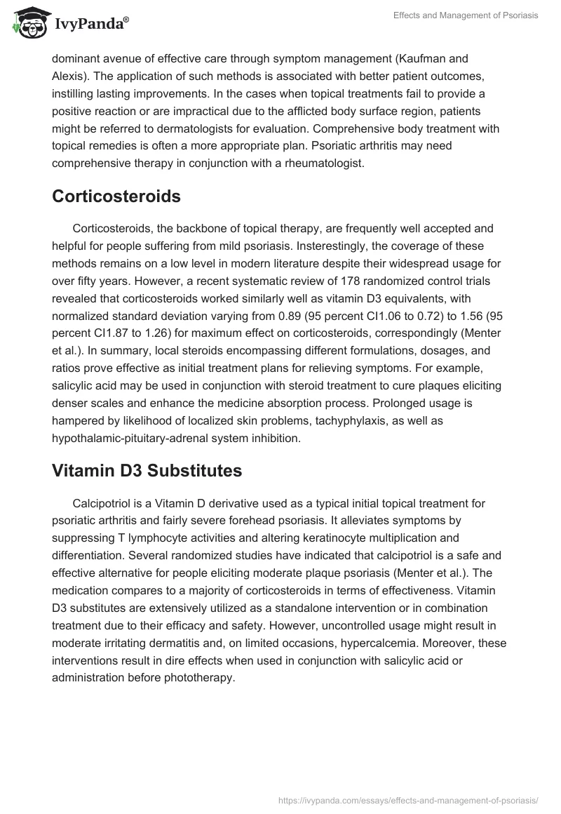 Effects and Management of Psoriasis. Page 2