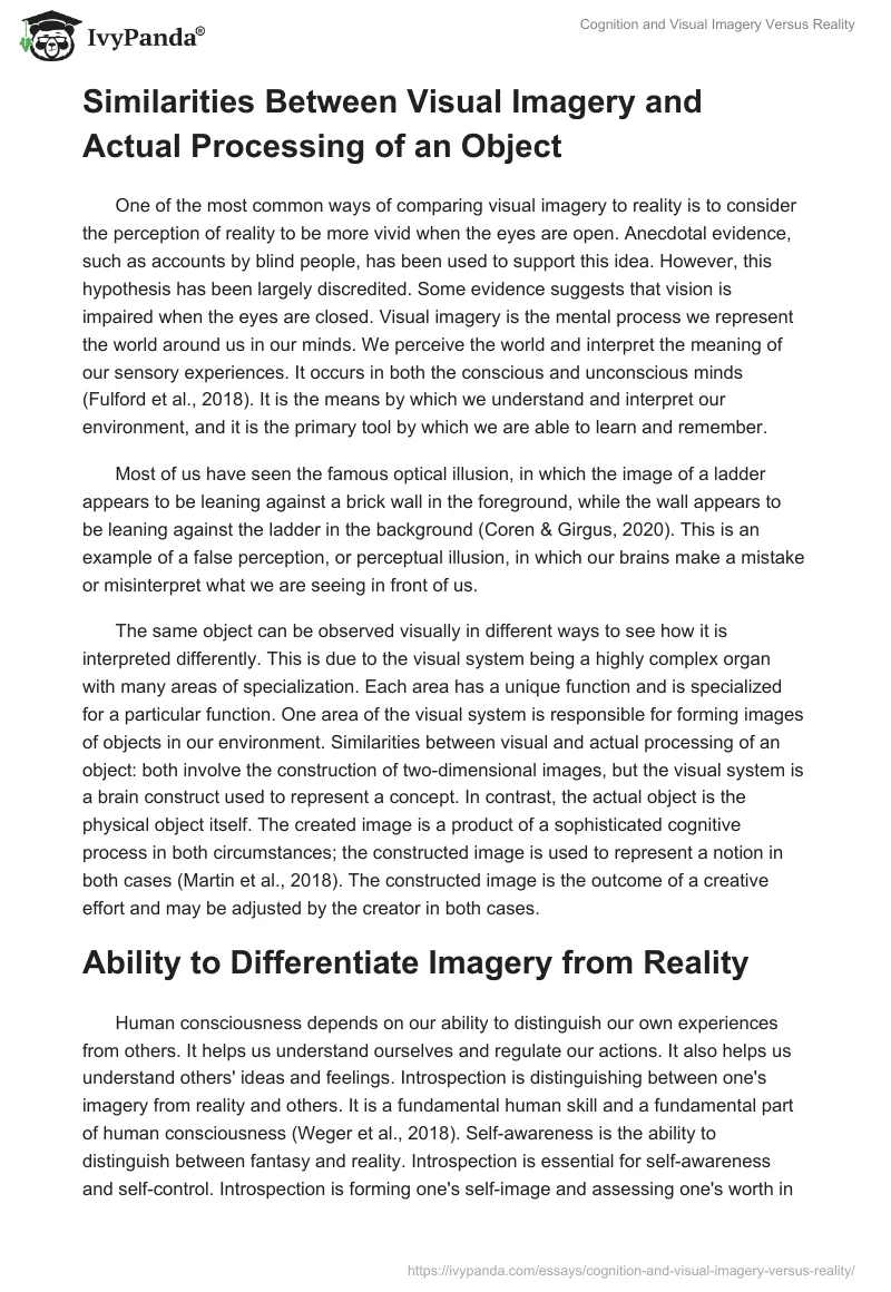 Cognition and Visual Imagery Versus Reality. Page 2