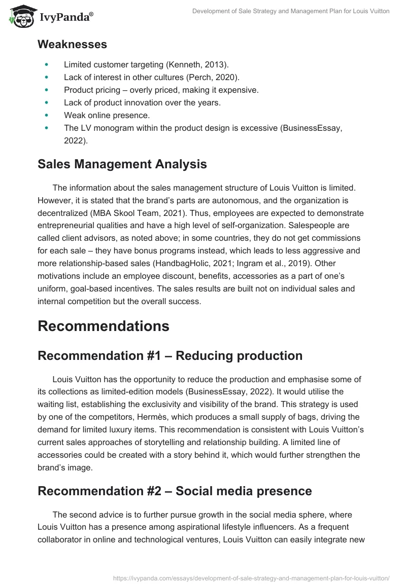 Development of Sale Strategy and Management Plan for Louis Vuitton. Page 5