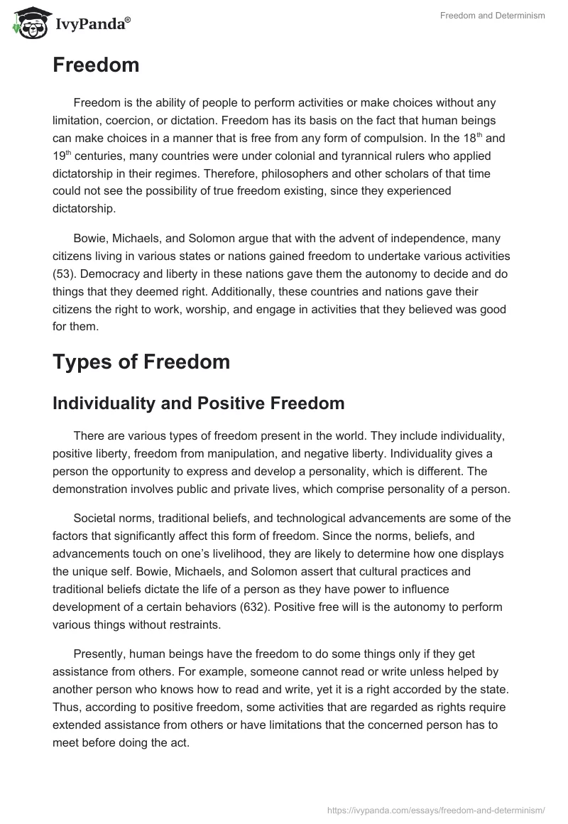 Freedom and Determinism. Page 2