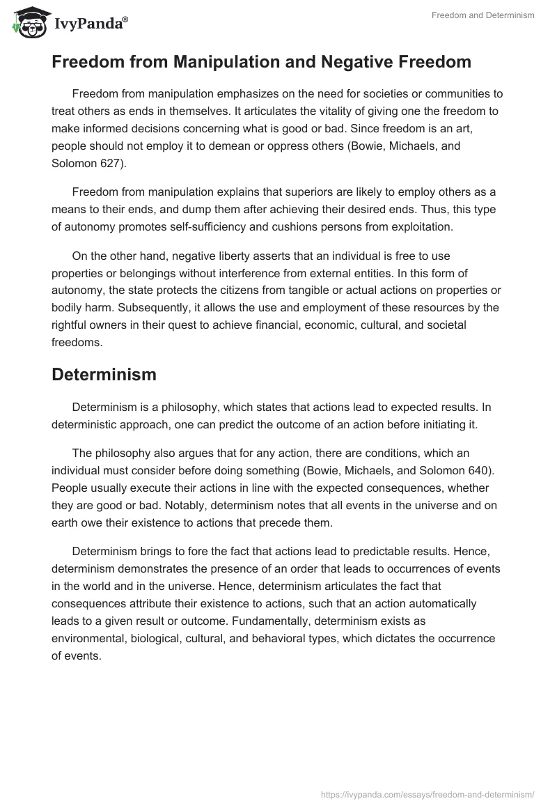 Freedom and Determinism. Page 3