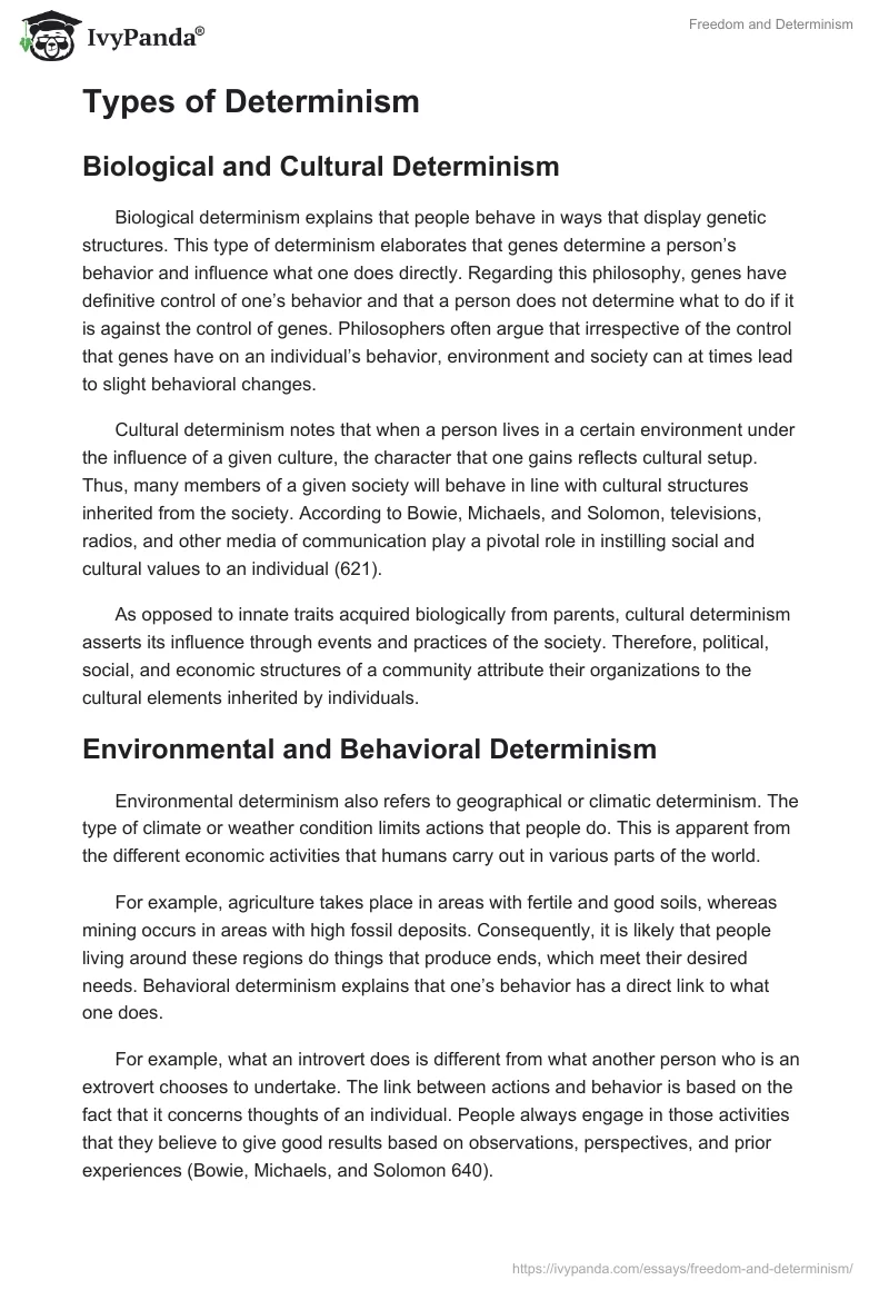 Freedom and Determinism. Page 4