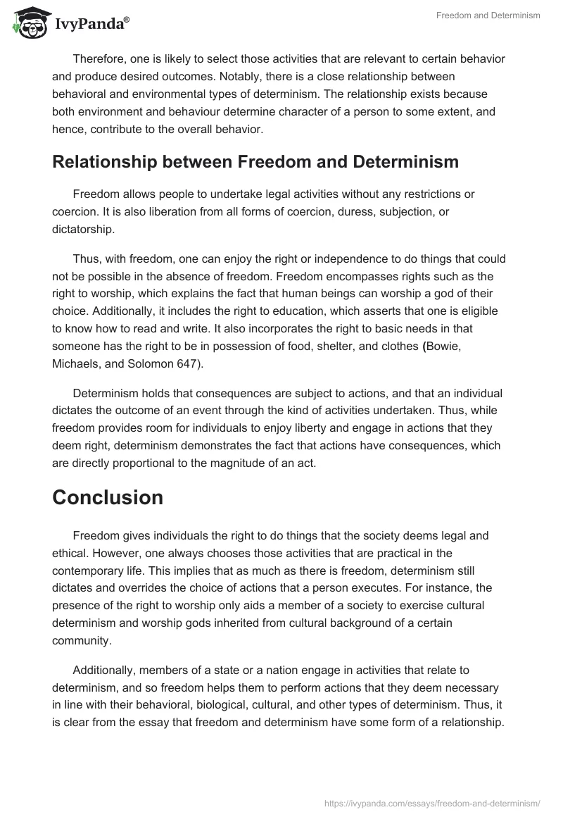 Freedom and Determinism. Page 5