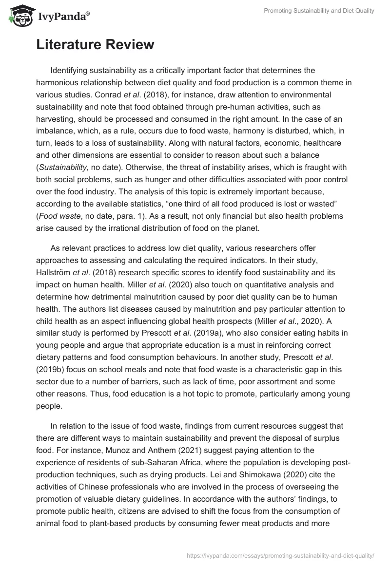 Promoting Sustainability and Diet Quality. Page 2