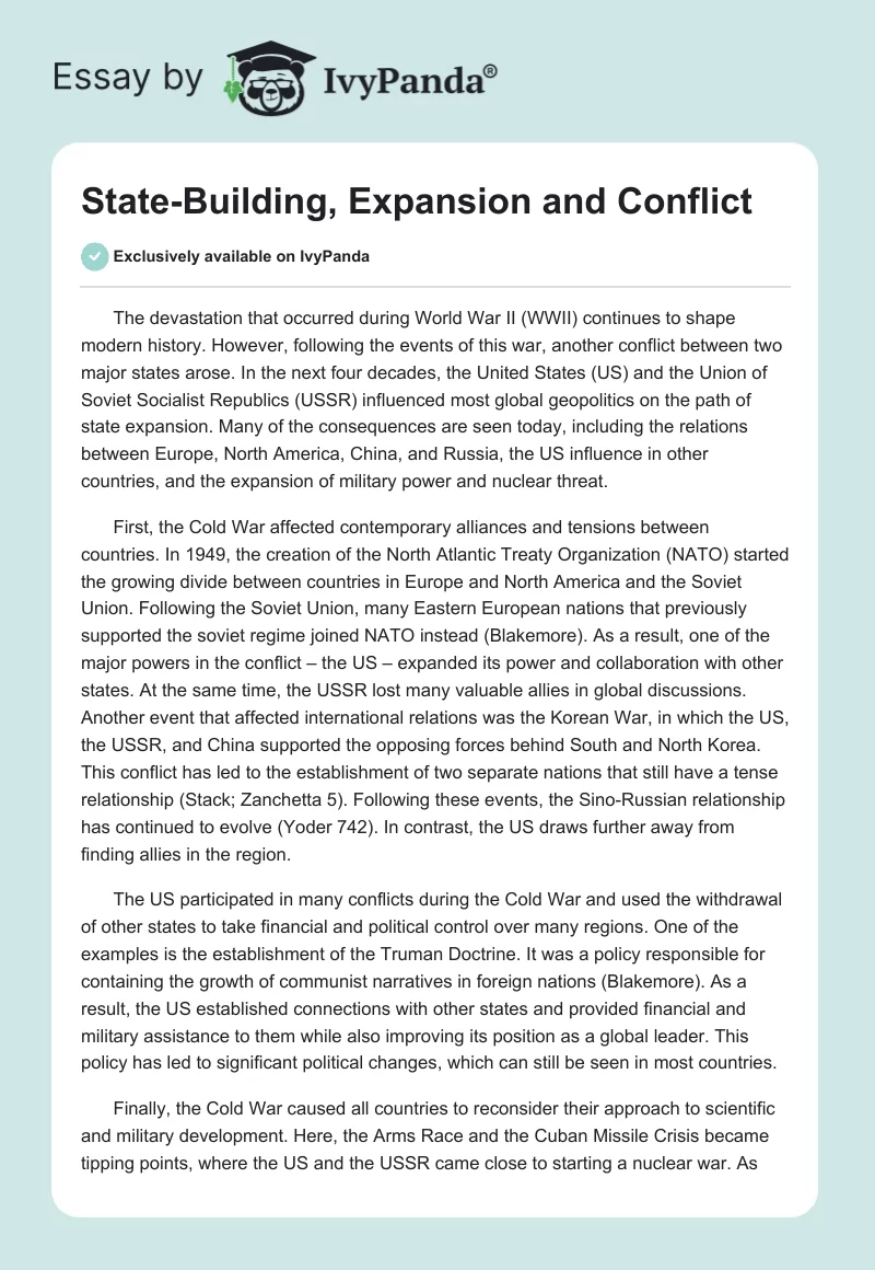 State-Building, Expansion and Conflict. Page 1