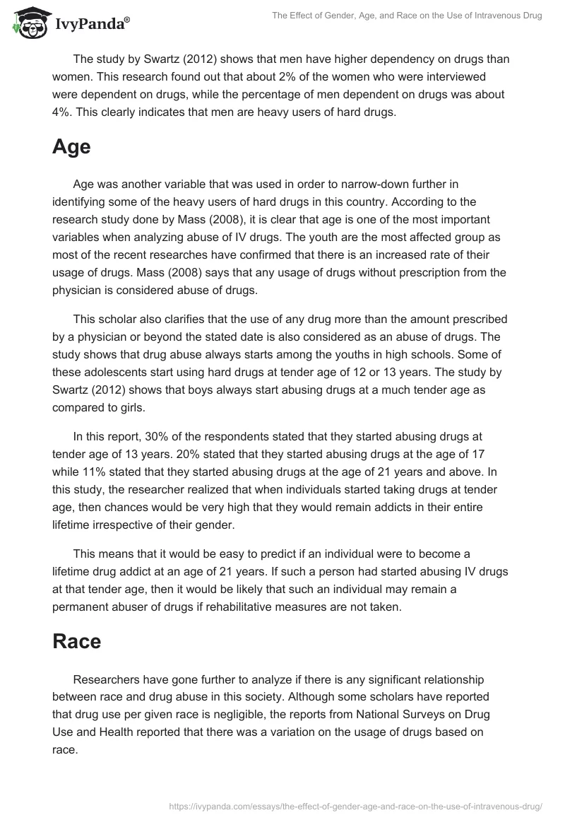 The Effect of Gender, Age, and Race on the Use of Intravenous Drug. Page 3