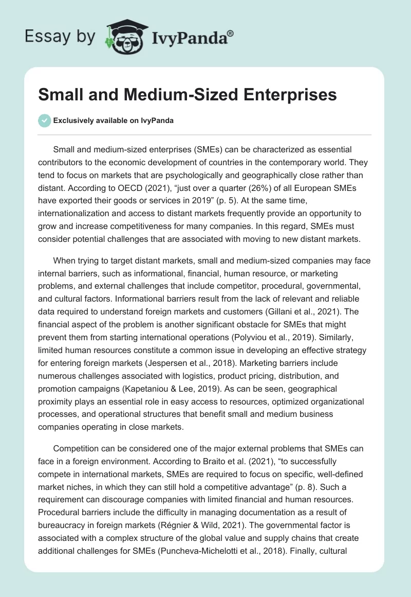 Small and Medium-Sized Enterprises. Page 1