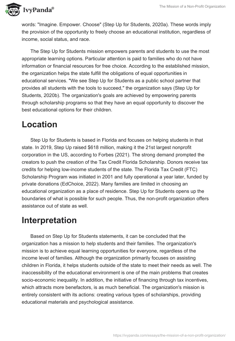 The Mission of a Non-Profit Organization. Page 2