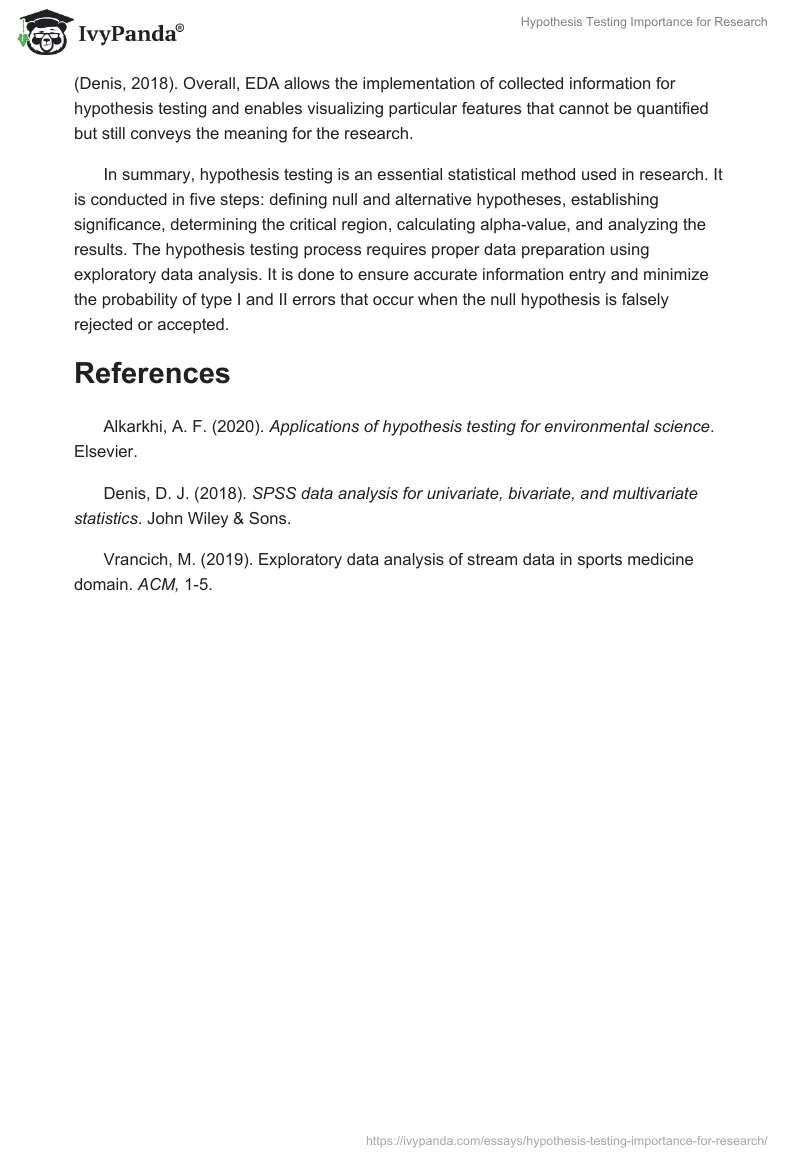 Hypothesis Testing Importance for Research. Page 2