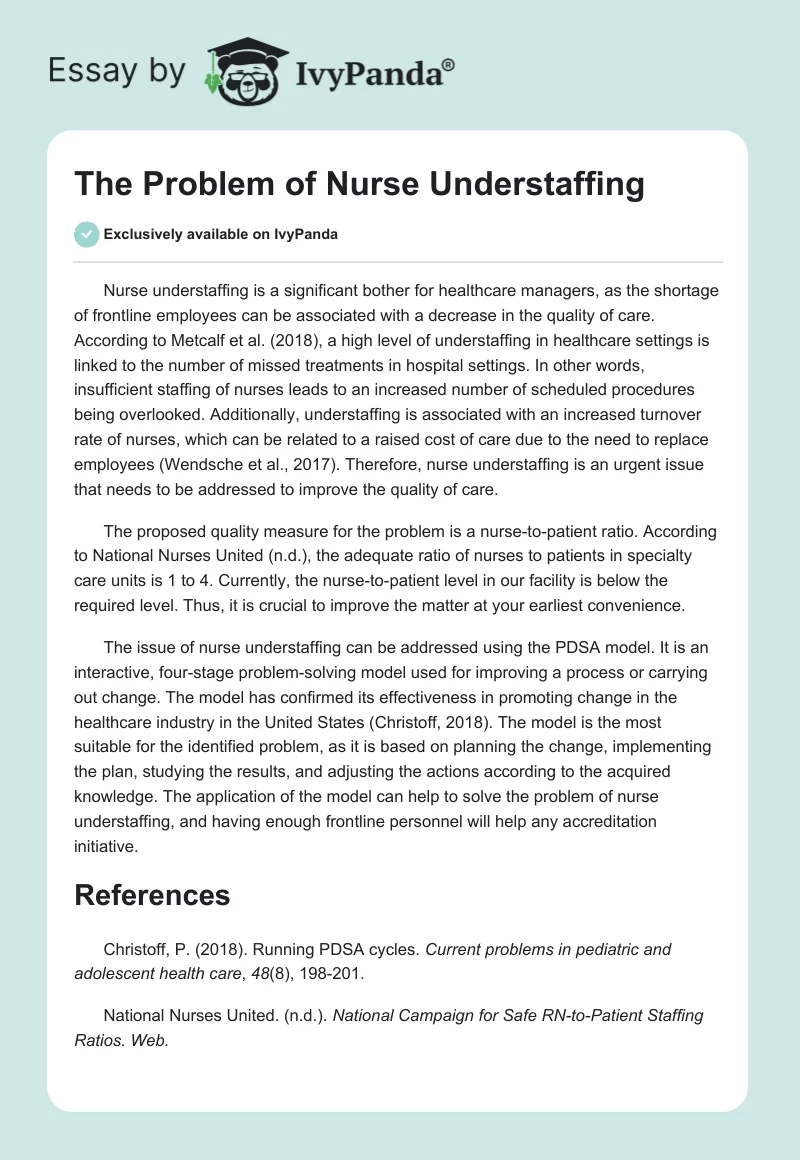 The Problem of Nurse Understaffing. Page 1