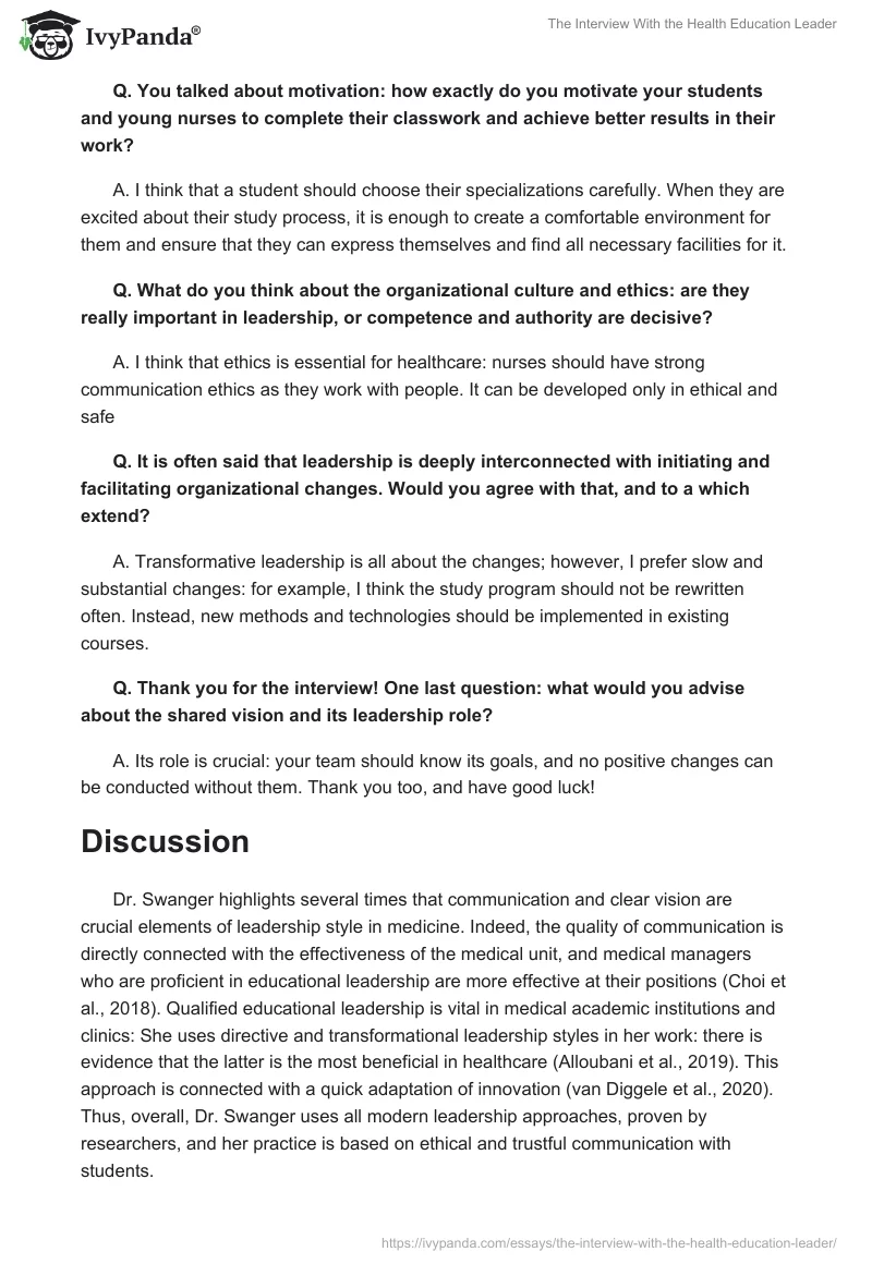 The Interview With the Health Education Leader. Page 2