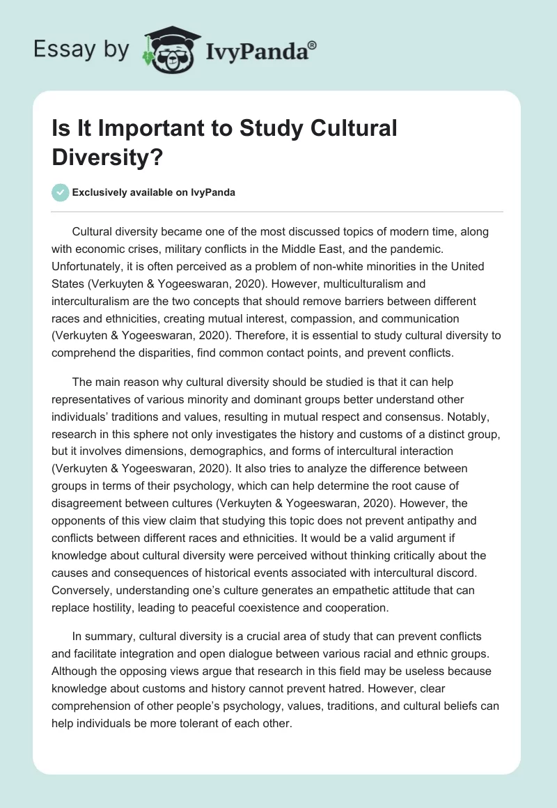 Is It Important to Study Cultural Diversity?. Page 1