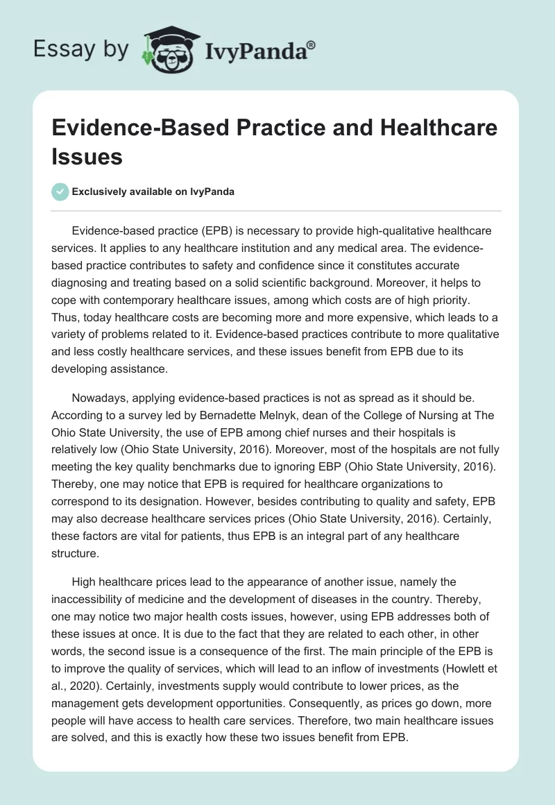 Evidence-Based Practice and Healthcare Issues. Page 1