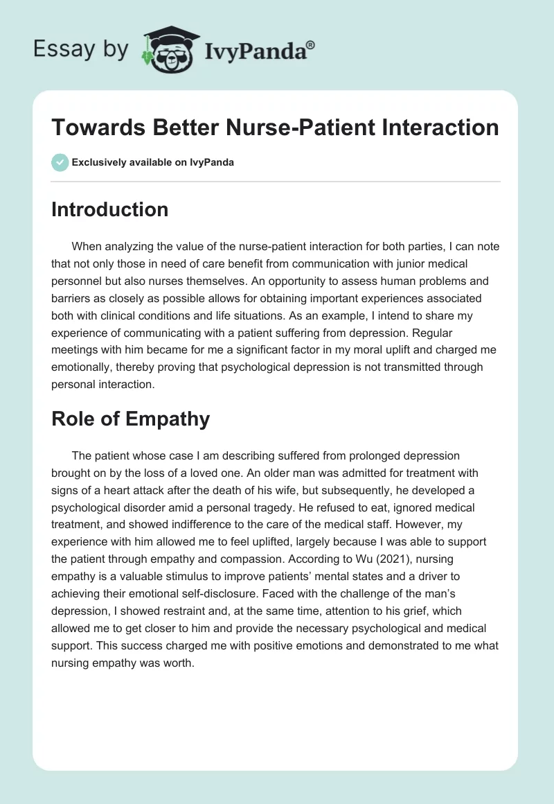 Towards Better Nurse-Patient Interaction. Page 1