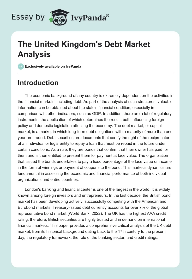 The United Kingdom's Debt Market Analysis. Page 1