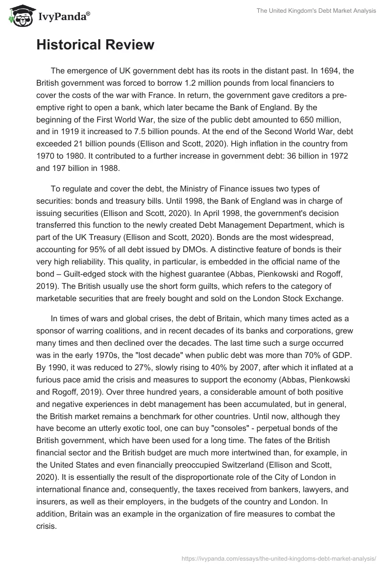 The United Kingdom's Debt Market Analysis. Page 2