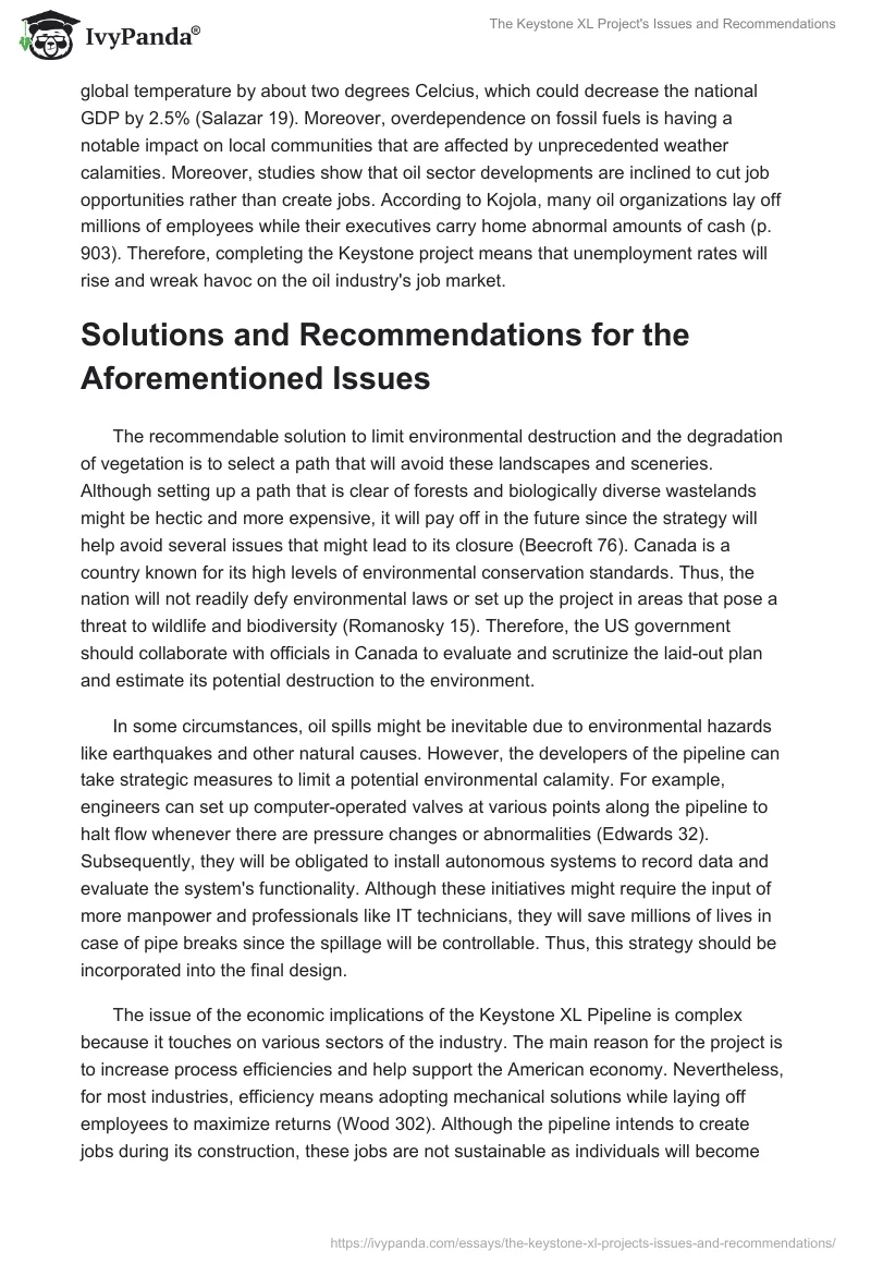 The Keystone XL Project's Issues and Recommendations. Page 3