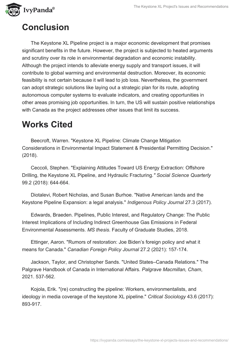 The Keystone XL Project's Issues and Recommendations. Page 5
