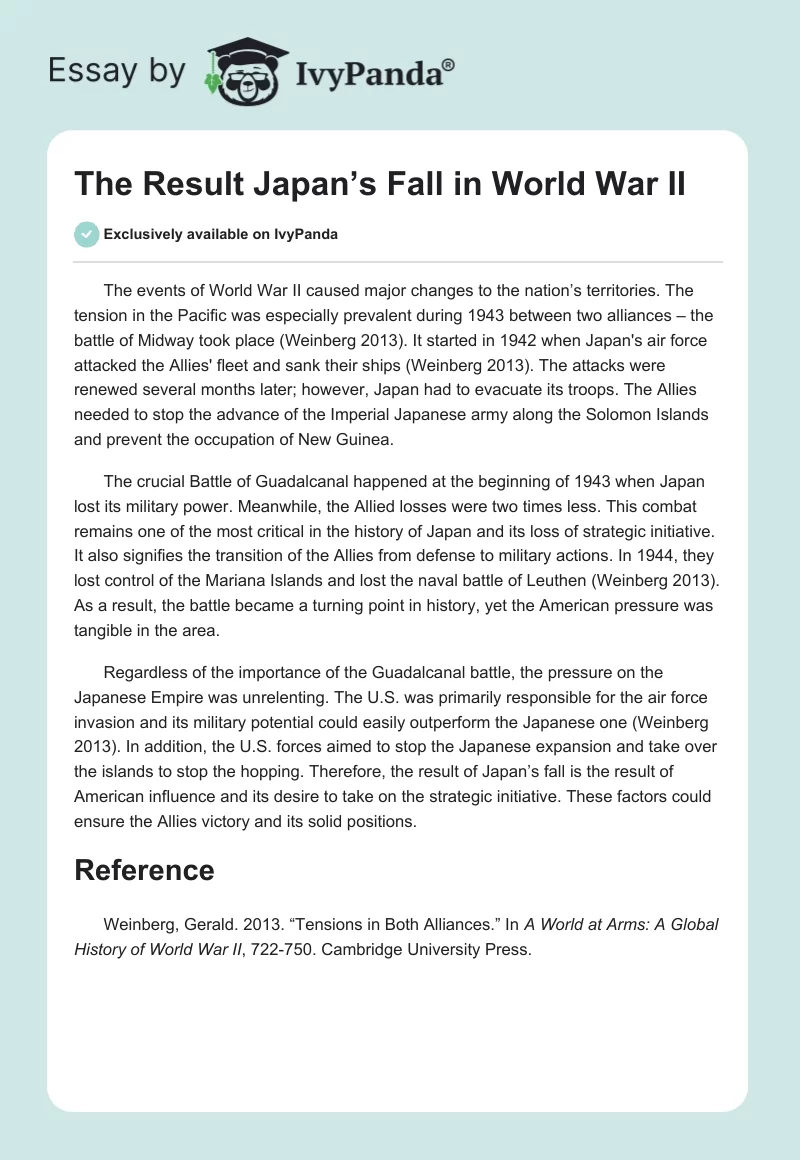 The Result Japan’s Fall in World War II. Page 1