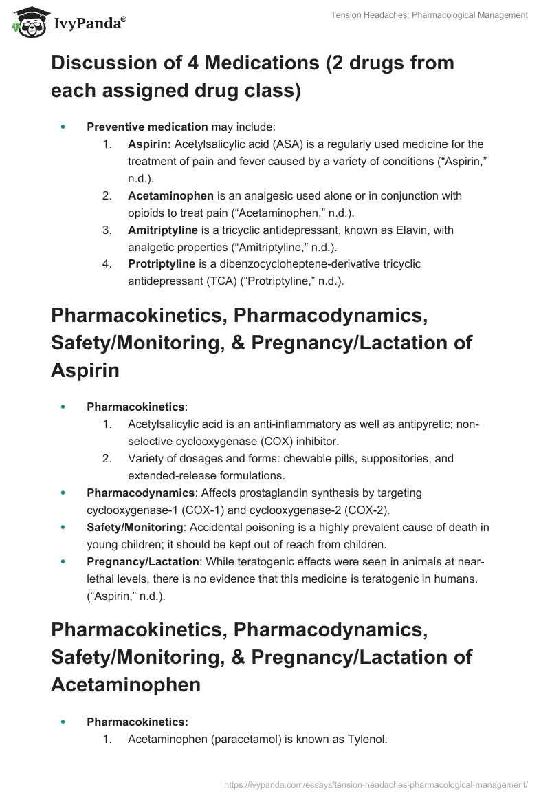 Tension Headaches: Pharmacological Management. Page 2