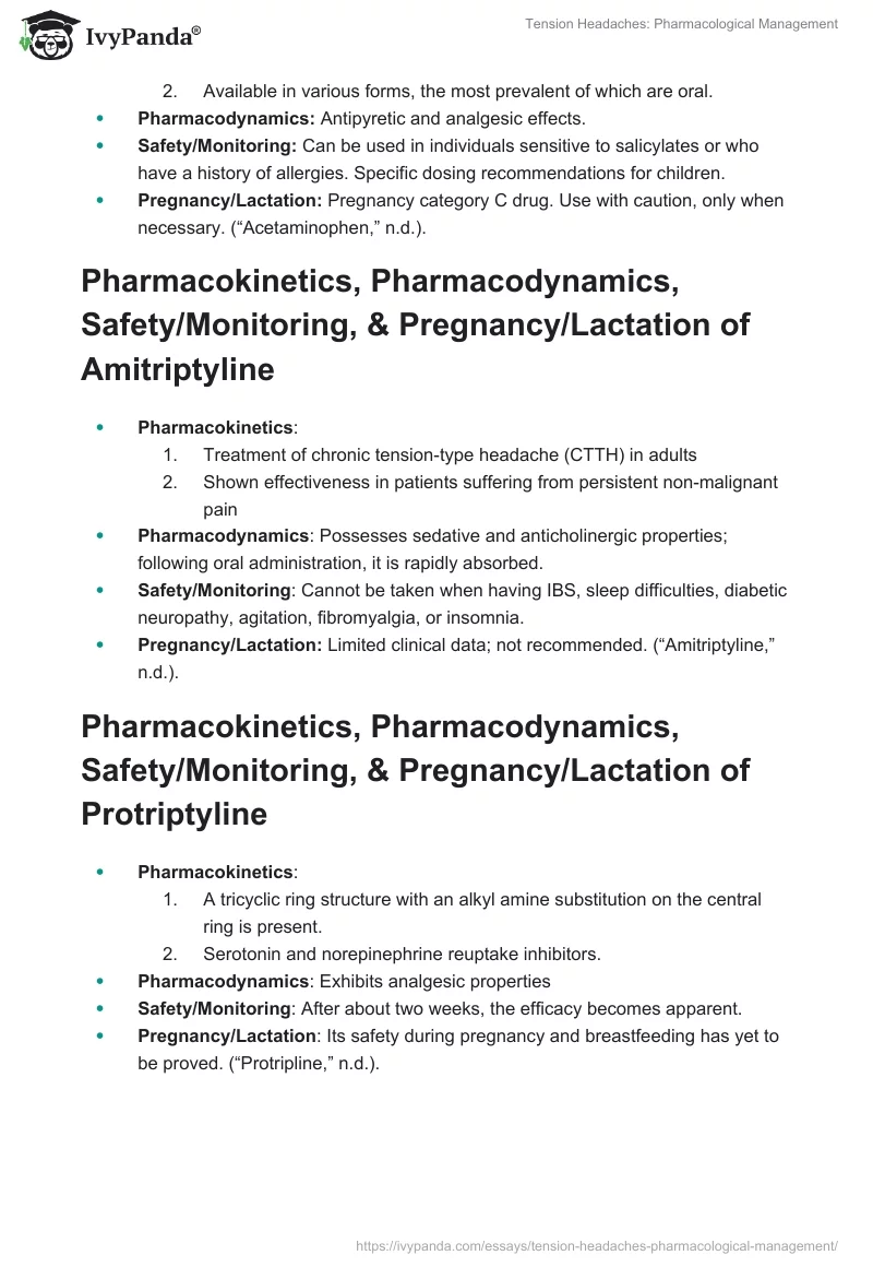 Tension Headaches: Pharmacological Management. Page 3