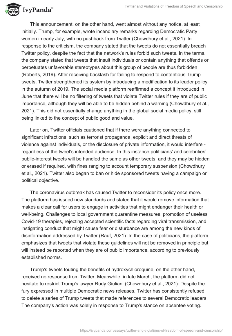 Twitter and Violations of Freedom of Speech and Censorship. Page 3