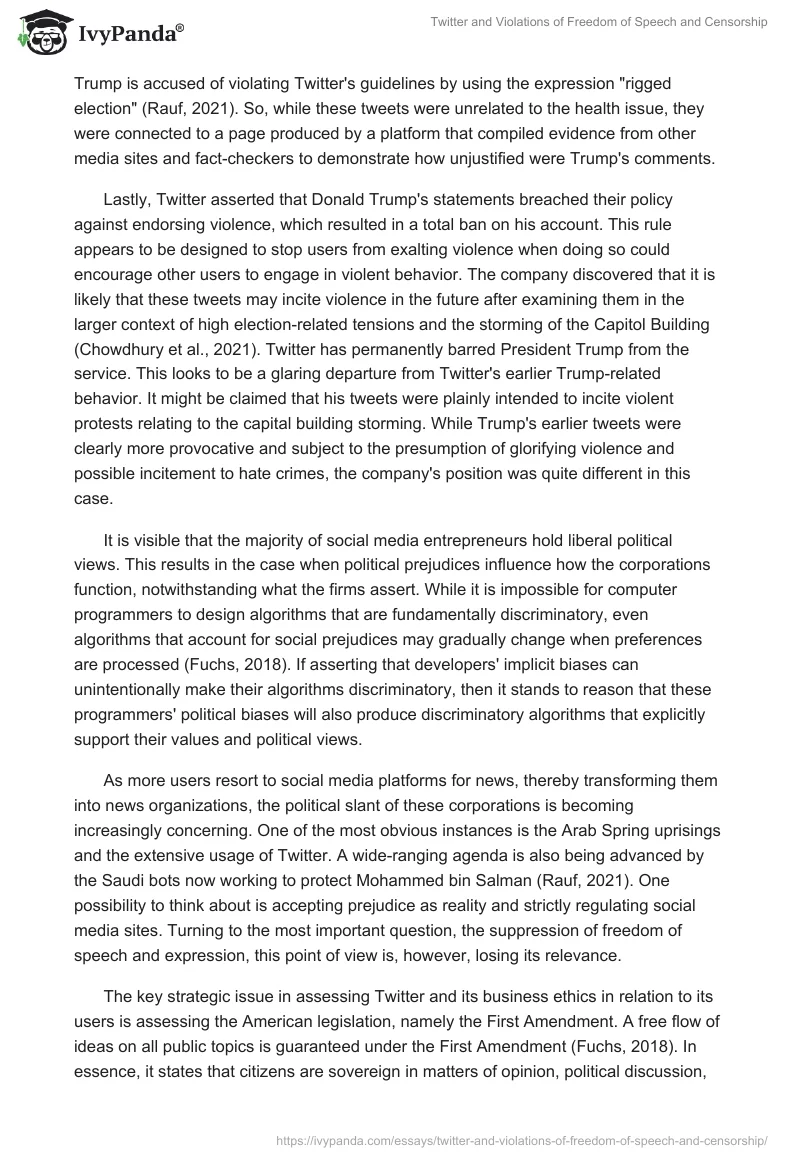 Twitter and Violations of Freedom of Speech and Censorship. Page 4