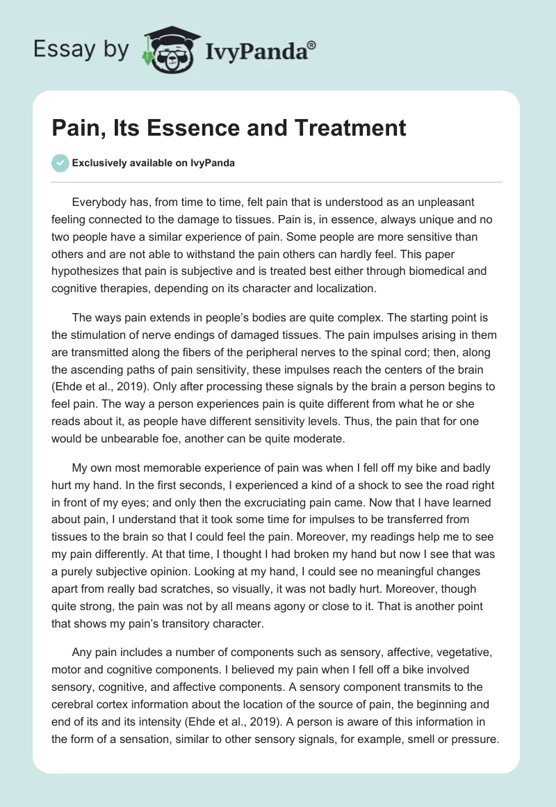 Pain, Its Essence and Treatment. Page 1